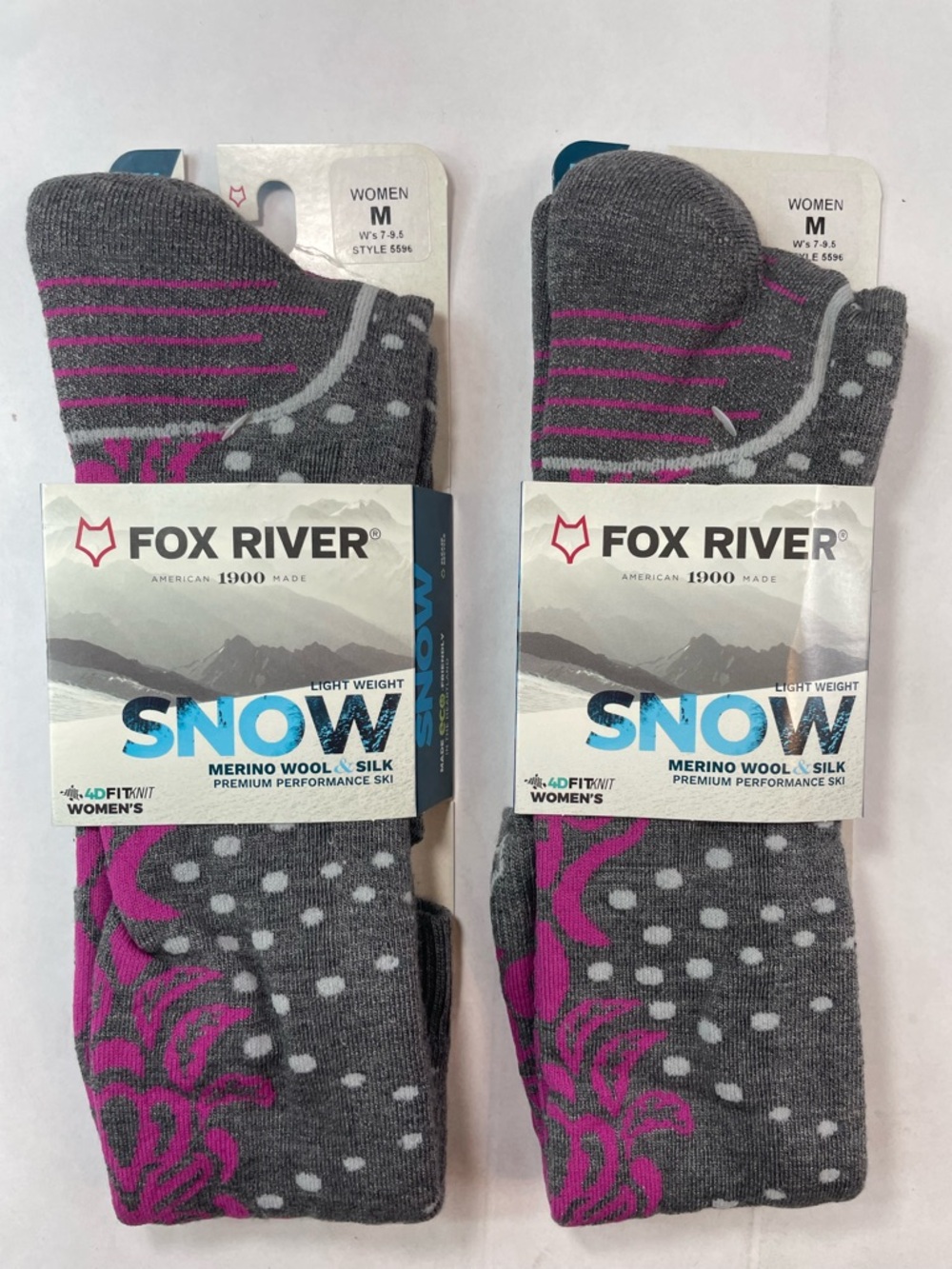 Fox River Socks 2-PACK Lightweight SNOW Thermolite Wick Dry Wool Sz Medium NWT